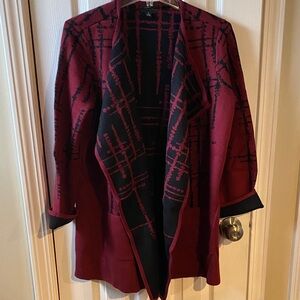 Alfani Burgundy and Black Women's Sweater blazer